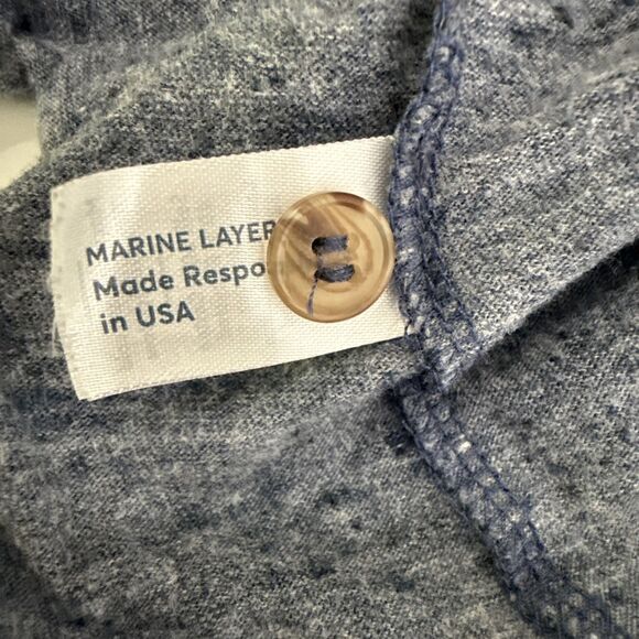 Marine Layer Shirt Mens Size S Blue Henley Top Long Sleeve Tee Thin Knit Heather - Picture 9 of 10